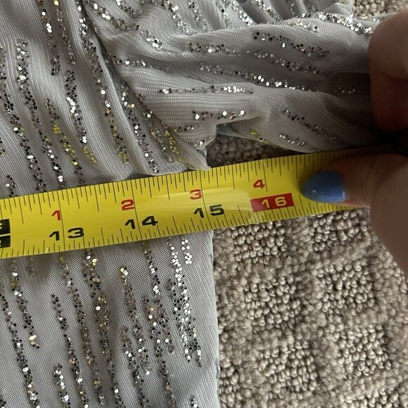 Y2K Retro VTG Gray Sparkly Glitter Cropped Crop Top 3/4 Sleeve As U Wish Zip - Picture 6 of 10
